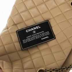 Pre Owned Chanel Beige Lambskin Mademoiselle Chain Tote 
