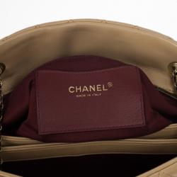Pre Owned Chanel Beige Lambskin Mademoiselle Chain Tote 