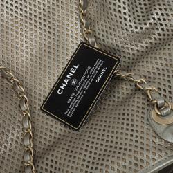 Pre Owned Chanel Silver Calfskin Perforated Leather Tote