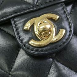 Pre Owned Chanel Black Leather Classic Mini Square Flap Bag