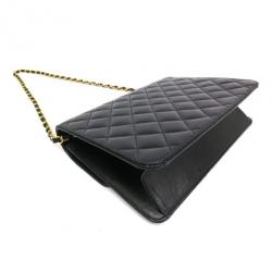Pre Owned Chanel Black Lambskin Medium Classic Flap Bag