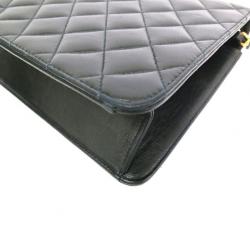 Pre Owned Chanel Black Lambskin Medium Classic Flap Bag