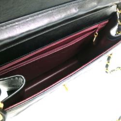Pre Owned Chanel Black Lambskin Medium Classic Flap Bag