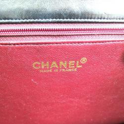 Pre Owned Chanel Black Lambskin Medium Classic Flap Bag