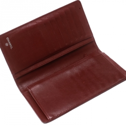 Chanel Burgundy Caviar Leather CC Long Bifold Wallet