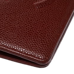 Chanel Burgundy Caviar Leather CC Long Bifold Wallet