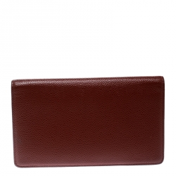 Chanel Burgundy Caviar Leather CC Long Bifold Wallet