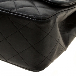 Pre Owned Chanel Black Quilted Leather Jumbo Classic Single Flap Bag