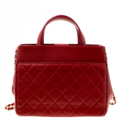 مملوكة مسبقًا Chanel Red Quilted Leather Small Shopping Bag 