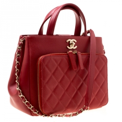 مملوكة مسبقًا Chanel Red Quilted Leather Small Shopping Bag 