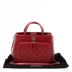 مملوكة مسبقًا Chanel Red Quilted Leather Small Shopping Bag 
