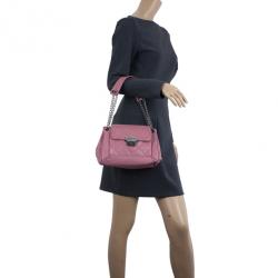 Pre Owned Chanel Rouge Rose Caviar Leather Accordion Flap Handbag