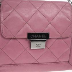 Pre Owned Chanel Rouge Rose Caviar Leather Accordion Flap Handbag