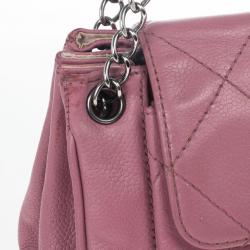 Pre Owned Chanel Rouge Rose Caviar Leather Accordion Flap Handbag
