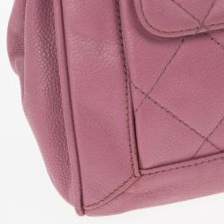Pre Owned Chanel Rouge Rose Caviar Leather Accordion Flap Handbag