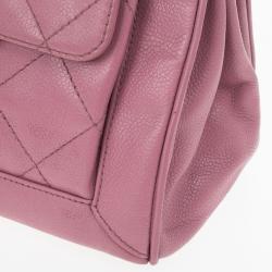 Pre Owned Chanel Rouge Rose Caviar Leather Accordion Flap Handbag