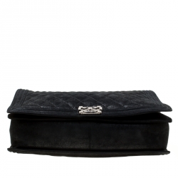 Pre Owned Chanel Black Quilted iridescent Leather XL Gentle Boy Flap Bag