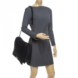 Pre Owned Chanel Black Quilted iridescent Leather XL Gentle Boy Flap Bag