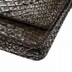 Chanel Brown/Grey Python CC Wallet on Chain