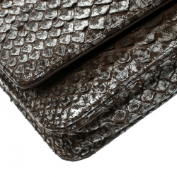 Chanel Brown/Grey Python CC Wallet on Chain