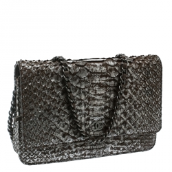 Chanel Brown/Grey Python CC Wallet on Chain