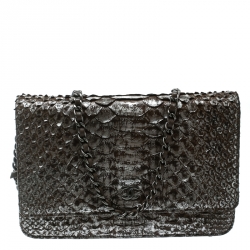 Chanel Brown/Grey Python CC Wallet on Chain