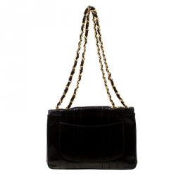 Pre Owned Chanel Black Vertical Quilted Leather Jumbo Vintage Classic Single Flap Bag