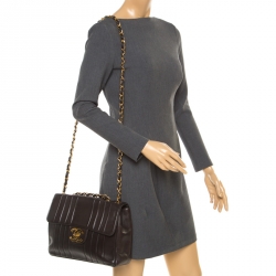 Pre Owned Chanel Black Vertical Quilted Leather Jumbo Vintage Classic Single Flap Bag