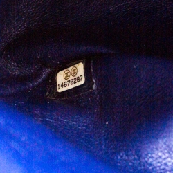 Pre Owned Chanel Blue Quilted Patent Leather Reissue 2.55 Classic 227 Flap Bag