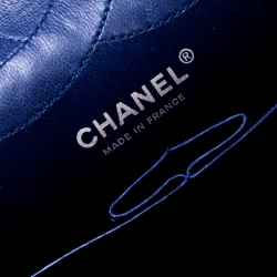 Pre Owned Chanel Blue Quilted Patent Leather Reissue 2.55 Classic 227 Flap Bag