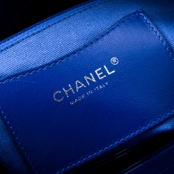 Pre Owned Chanel Blue Quilted Patent Leather Large Just Mademoiselle Bowling Bag