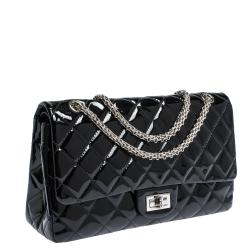 مملوكة مسبقًا Chanel Black Quilted Patent Leather Reissue 2.55 Classic 227 Flap Bag