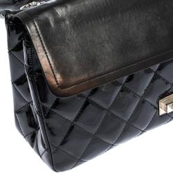 مملوكة مسبقًا Chanel Black Quilted Patent Leather Reissue 2.55 Classic 227 Flap Bag
