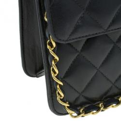 Pre Owned Chanel Black Matelasse Leather Small Shoulder Bag