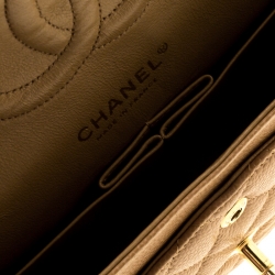 Chanel Tan Quilted Leather Medium Classic Double Flap Bag