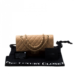 Chanel Tan Quilted Leather Medium Classic Double Flap Bag