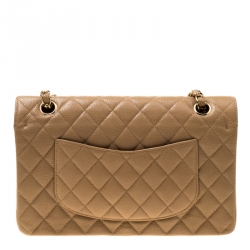 Chanel Tan Quilted Leather Medium Classic Double Flap Bag