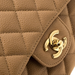 Chanel Tan Quilted Leather Medium Classic Double Flap Bag