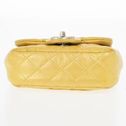 مملوكة مسبقًا Chanel Yellow Lambskin Extra Mini Classic Flap Bag With Stones