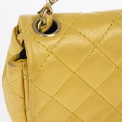 مملوكة مسبقًا Chanel Yellow Lambskin Extra Mini Classic Flap Bag With Stones