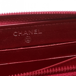Chanel Pink Patent Leather Boy Zip Around Wallet