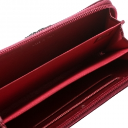 Chanel Pink Patent Leather Boy Zip Around Wallet