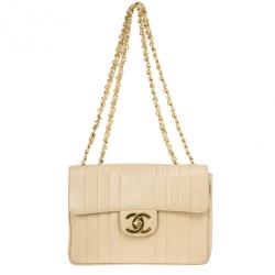Chanel Vintage Vertical Quilt Lambskin Jumbo Classic Flap Bag