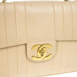 Pre Owned Chanel Vintage Vertical Quilt Lambskin Jumbo Classic Flap Bag