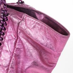 Pre Owned Chanel Metallic Pink Cracked Calfskin Leather Modern Chain Large Tote Bag