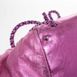 Pre Owned Chanel Metallic Pink Cracked Calfskin Leather Modern Chain Large Tote Bag