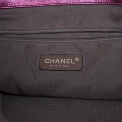 Pre Owned Chanel Metallic Pink Cracked Calfskin Leather Modern Chain Large Tote Bag