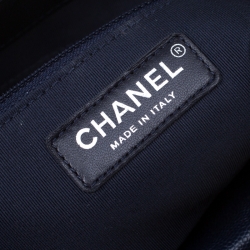 Pre Owned Chanel Navy Blue Quilted Caviar Leather Top Handle Bag