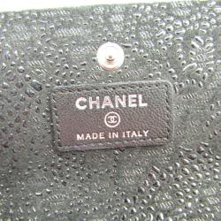 Chanel Black Textured Suede Long Wallet