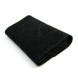 Chanel Black Textured Suede Long Wallet